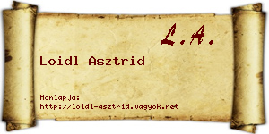 Loidl Asztrid névjegykártya